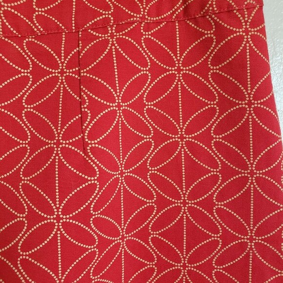 Boden Geo Floral Print A-Line Knee Length Skirt Red Sz Women's 14L Lined Modest - Picture 5 of 11